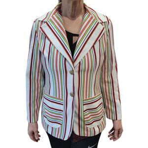 VINTAGE 1970s Jack Winter Womens Candy Stripe Blazer Medium Texturized Polyester